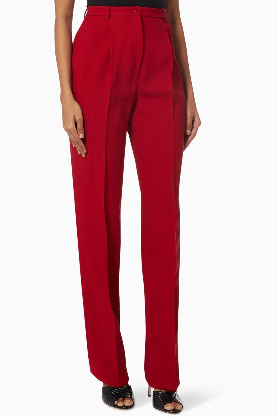 Michael Kors Collection Mika Pleated Pants Womens 6 Red Crepe High Rise Trousers